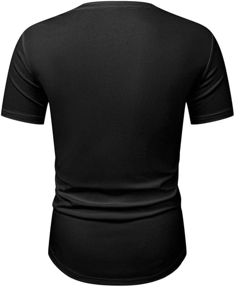 Mens Short Sleeve T Shirt Muscle Slim Fitted Crewneck Longline Tees Shirts for Gym Workout